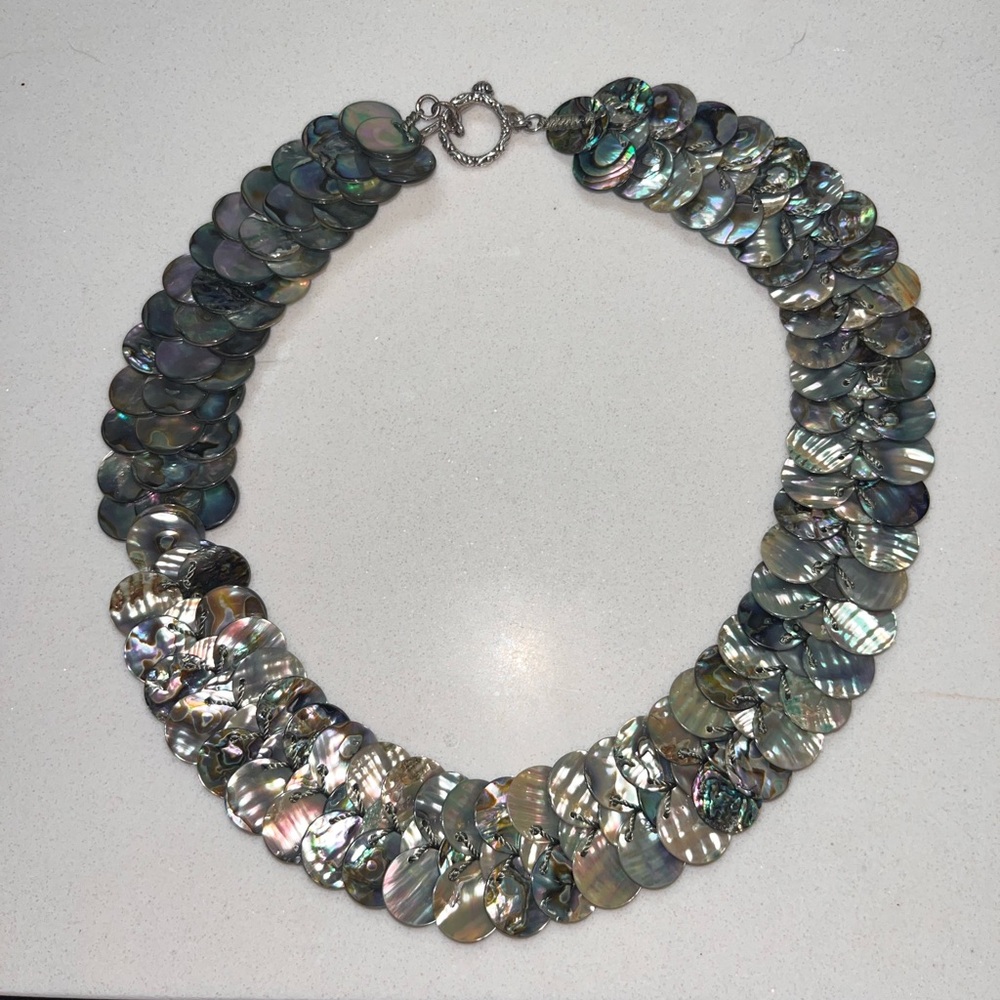 Elegant Abalone Collar Necklace. Mother of Pearl Necklace